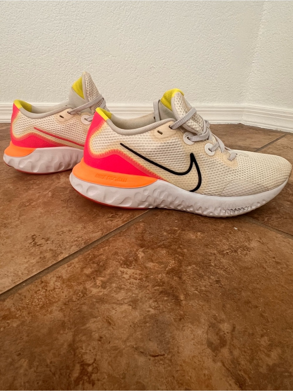 Nike Sneakers with Neon Pink, Orange & Yellow Accents